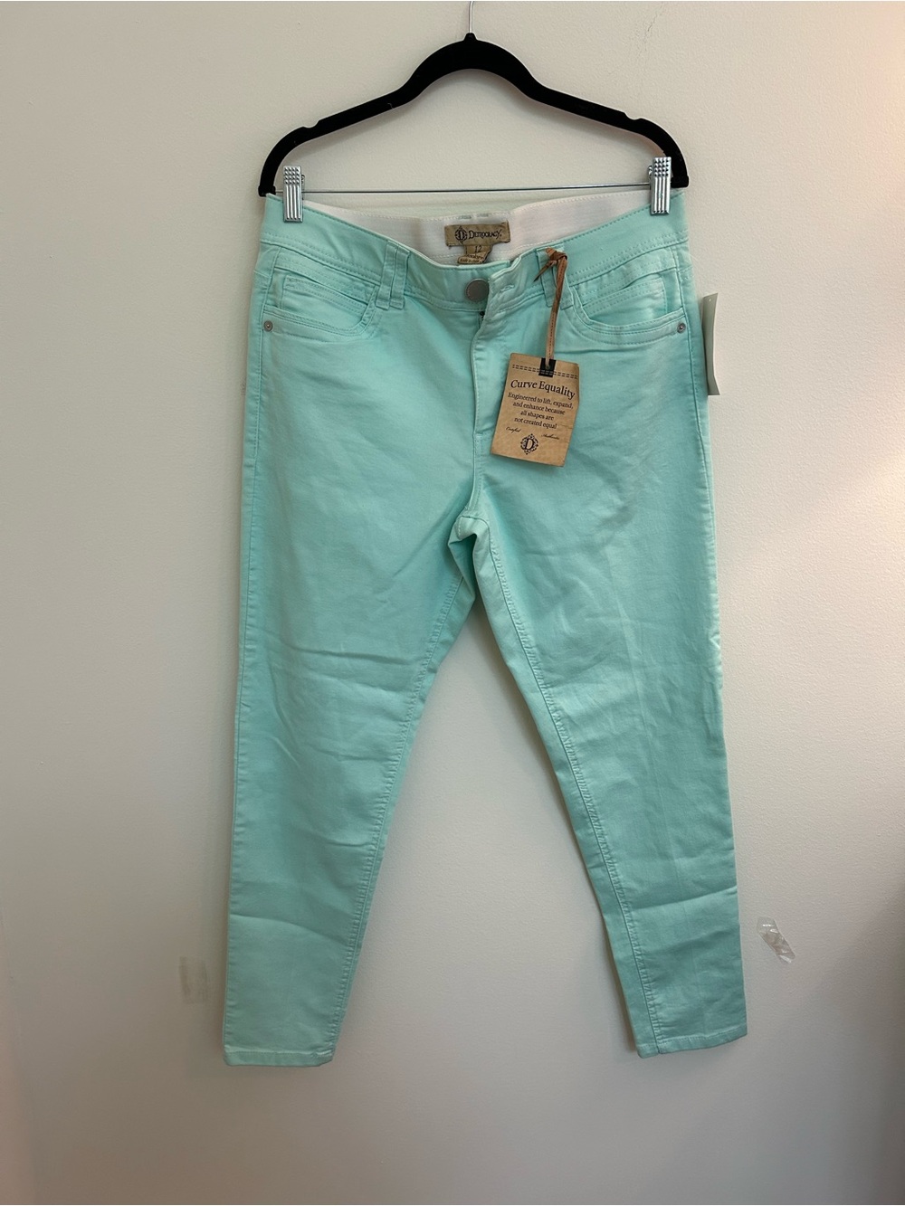 Democracy Ankle Skimmer Jeans Size 12 Green Denim AB Solution Beachy NWT
